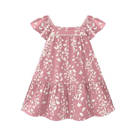 Vestido sem Manga Cotton Borboletas Rosê