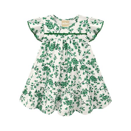 Vestido sem Manga Cotton Floral Verde