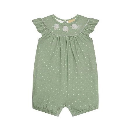 Macaquinho Cotton Flores Verde Chá