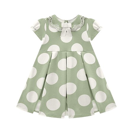 Vestido Cotton Estampa Bolas Verde Chá