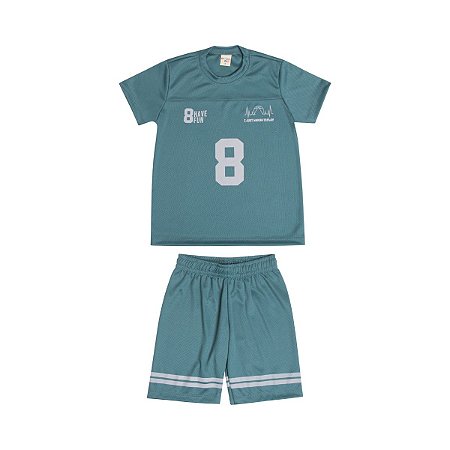 Conjunto 8 Camiseta e Bermuda Malha Dry Verde