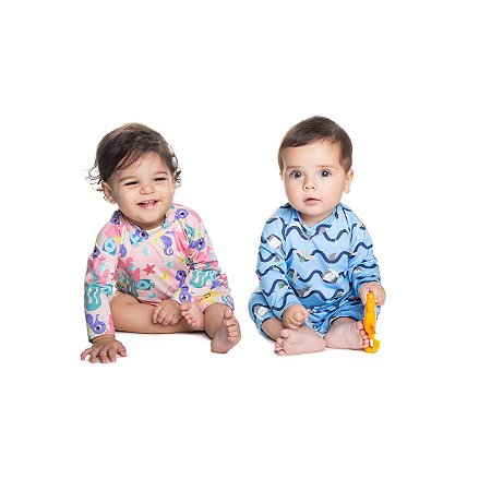 Macacão Bebê Unissex Malha Proteção UV