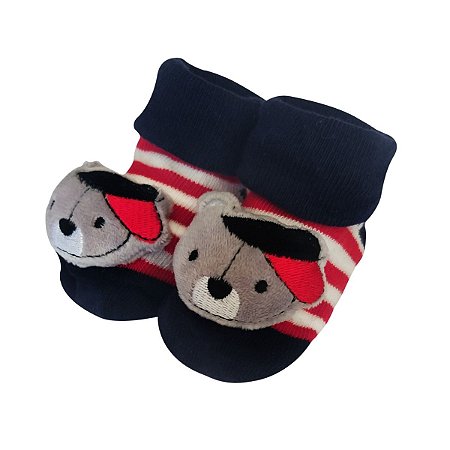 Meia Sapatinho Antiderrapante com Ursinho de Boné
