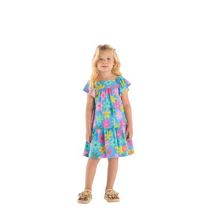 Vestido em Meia Malha Sem Manga Floral