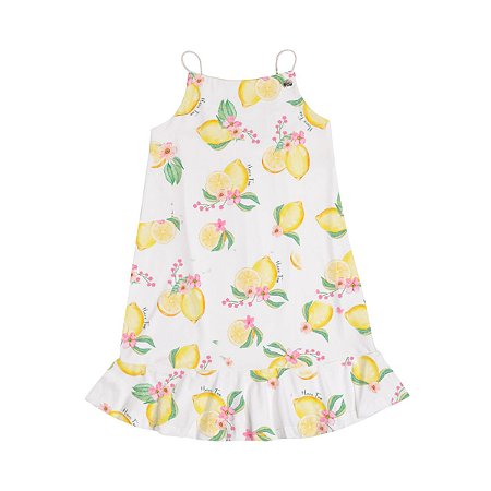 Vestido Fruta Malha Sublimada Amarelo
