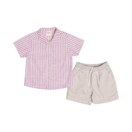 Conjunto Camisa Listrado e Bermuda Sarja