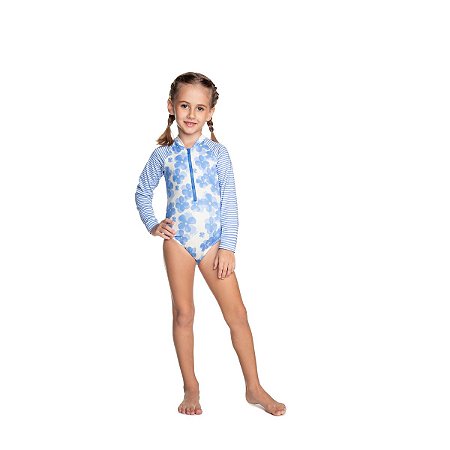 Maiô Manga Longa com Zíper Proteção UV