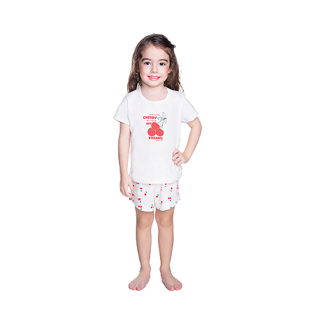 Pijama Cherry Dreams Blusa e Shorts Malha