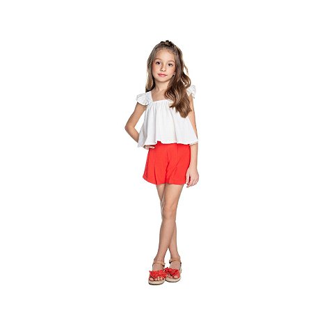 Conjunto Festas Blusa Algodão e Short Off White