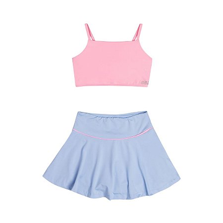 Conjunto Sport Top e Saia Malha Proteção UV