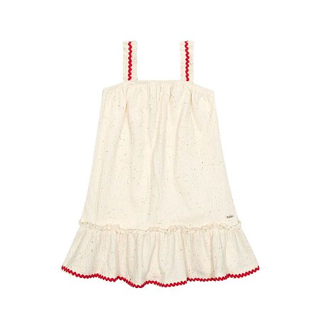 Vestido Infantil Alça Liso Off White