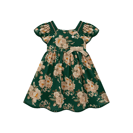 Vestido Sem Manga em Cotton Floral Verde