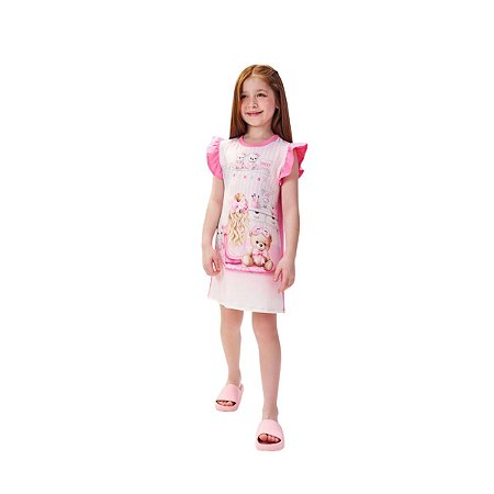 Camisola Infantil Menina Ursinho Rosa