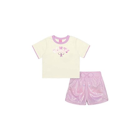 Conjunto Blusa e Shorts Infantil Tenis Club Off White