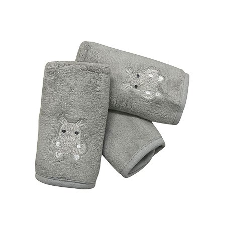 Kit Babita Power Sec com 3 Babadores Hipopótamo Cinza