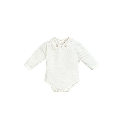 Body Gola Bordada Florzinhas Feminino Off White