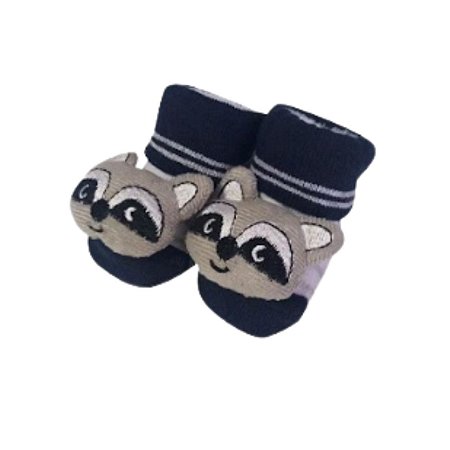 Meia Sapatinho Antiderrapante com Guaxinim