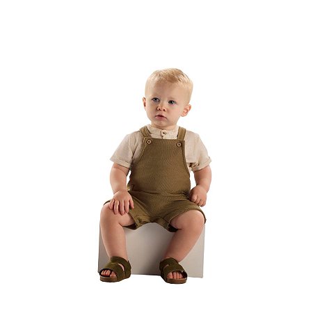 Jardineira em Malha Sarjada Caqui Escuro