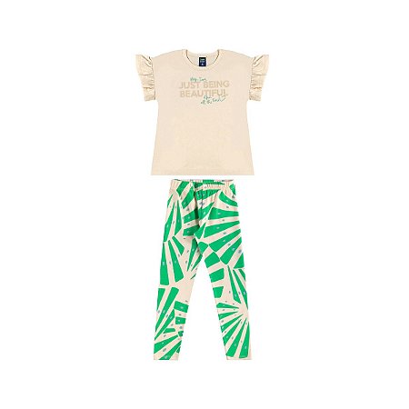 Conjunto Blusa Malha e Calça Cotton Off White