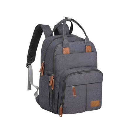 Mochila de Maternidade Laço Bebê Alice Cinza Escuro