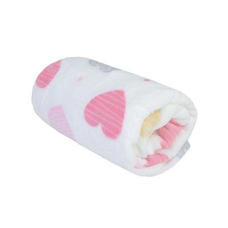 Cobertor Infantil Luxo Coração Laço Bebê