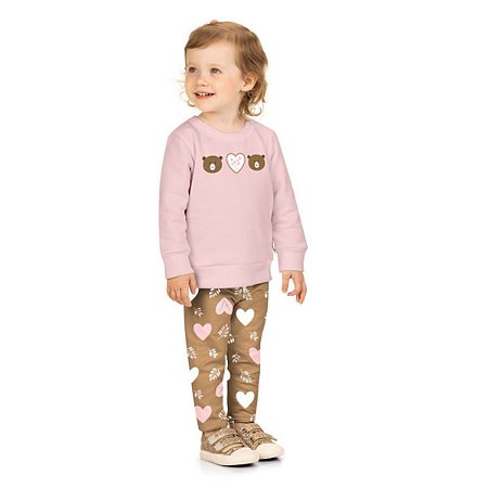 Conjunto Casaco Felpado e Legging Molecotton Rosa