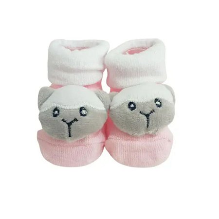 Meia Sapatinho Antiderrapante com Urso Rosa