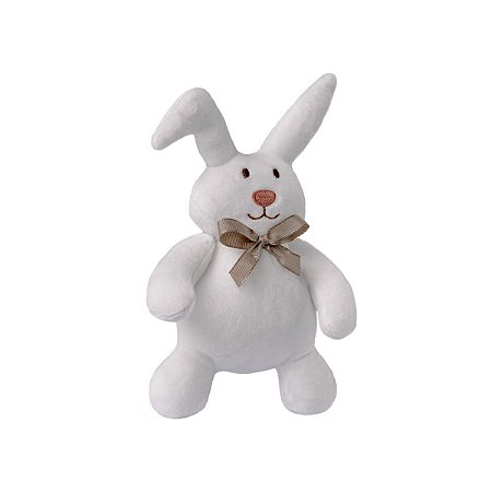 Coelho Mini de Pelúcia Branco para Cesta de Páscoa