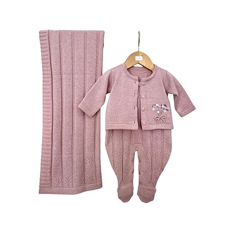 Saída Maternidade Tricot 3 Peças Modelo Jardim – Cores Diversas