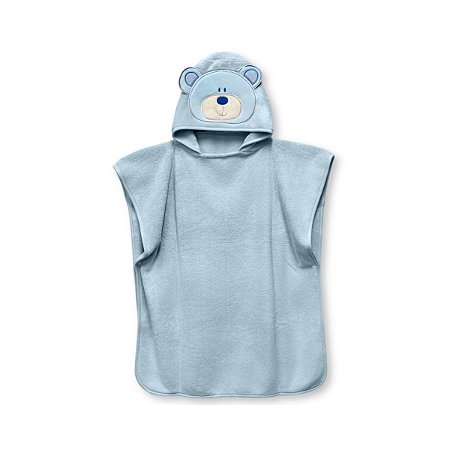 Toalha Poncho Bebê Com Capuz Urso - Rosa e Azul