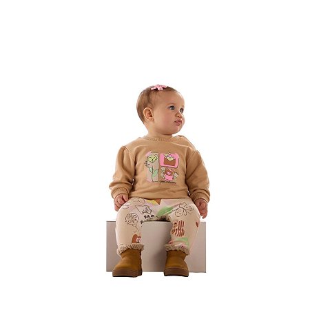Conjunto Molecotton com Calça Felpada Caqui