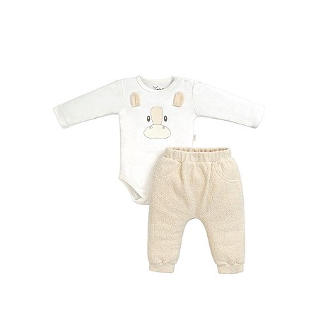 Conjunto Body Manga Longa com Calça Bichos