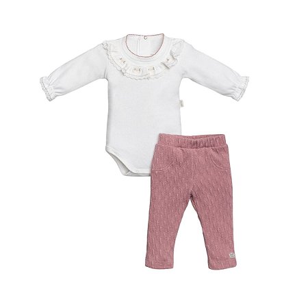 Conjunto Body Manga Longa e Calça Malha Tricot