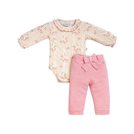 Conjunto Body Manga Longa e Calça Molecotton