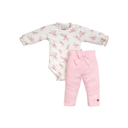 Conjunto Body Manga Longa e Calça Suedine