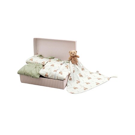 Kit Presente Bebê Completo – Macacão, Body, Calça e Naninha