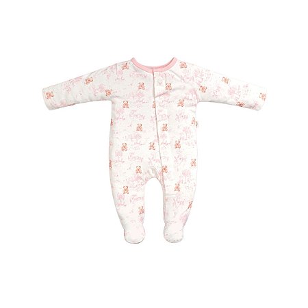 Macacão Longo Menina Estampado com Botão Magnético