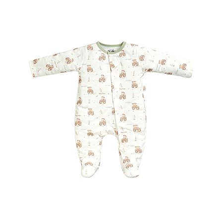 Macacão Longo Menino Estampado com Botão Magnético