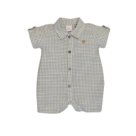 Macacão Curto Maquinetado Xadrez Verde