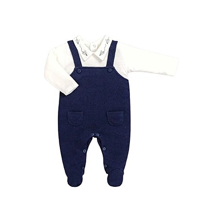 Macacão Longo Bebê Jardineira Bordado Menino