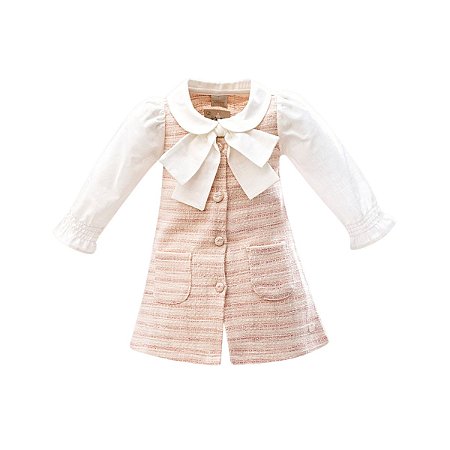 Vestido Manga Longa Tweed Kids Rosa