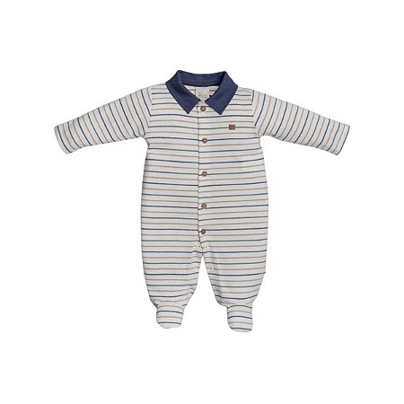 Macacão Manga Longa Malha Azul Marinho