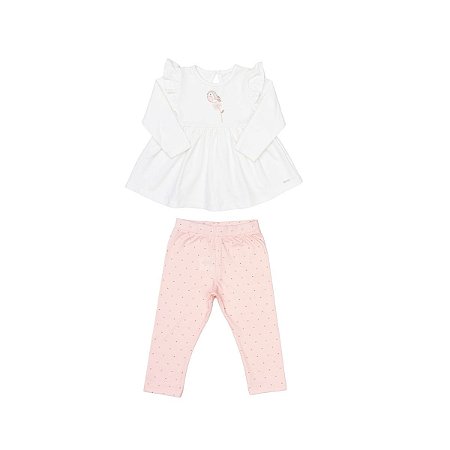 Conjunto Bata Manga Longa com Calça em Algaodão com Elastano