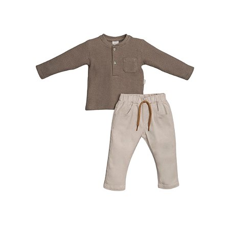 Conjunto Camiseta Manga Longa e Calça Sarja