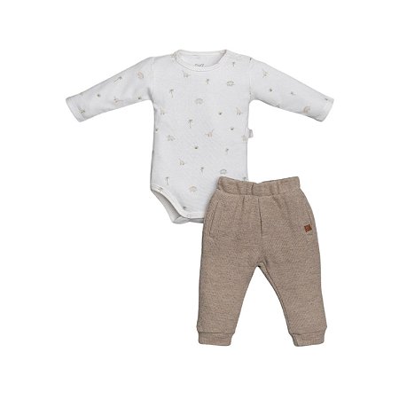 Conjunto Body Manga Longa e Calça Malha Tricot