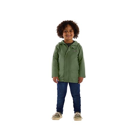 Parka em Tecido Impermeável Verde Musgo