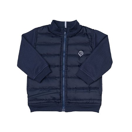 Jaqueta Puffer Infantil com Mangas em Malha – Marinho