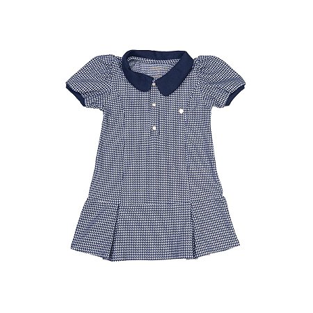 Vestido Polo Infantil em Malha Jacquard – Azul Marinho