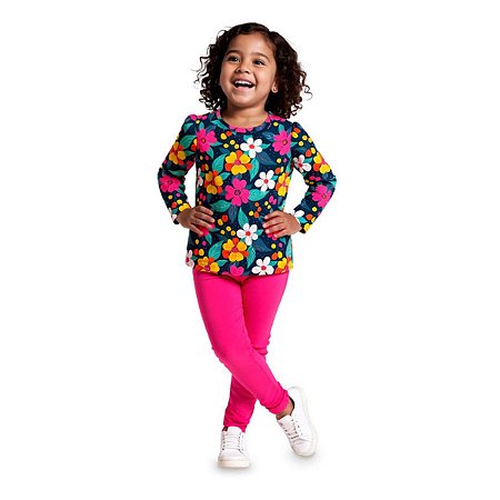 Conjunto Blusa Meia Malha e Legging em Cotton
