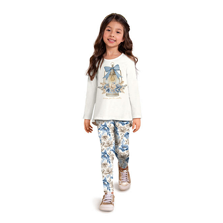 Conjunto Blusa e Legging em Algodão com Elastano Off White